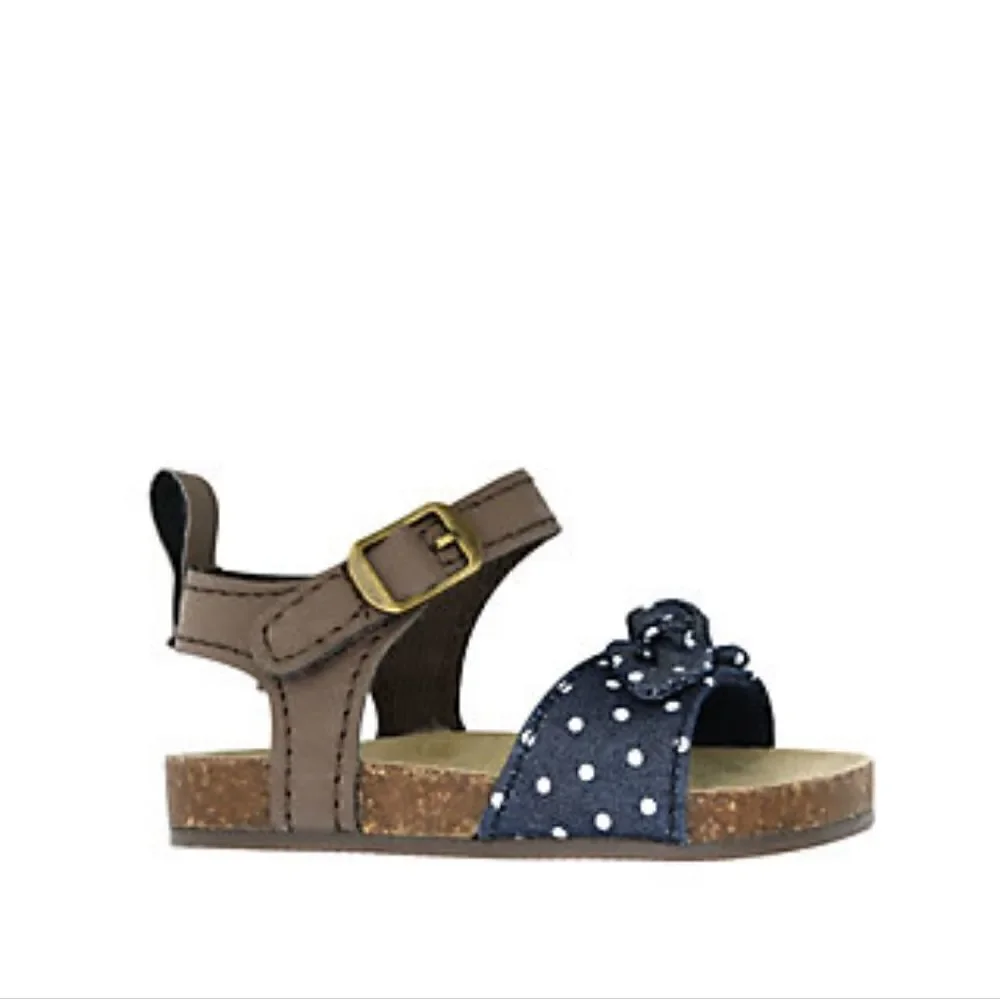 Carter's Little Baby Girl Shoes Sandals Polka Dot Blue White Brown New Size 9-12
